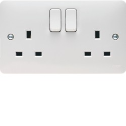 Hager 13a 2Gang Switched Socket