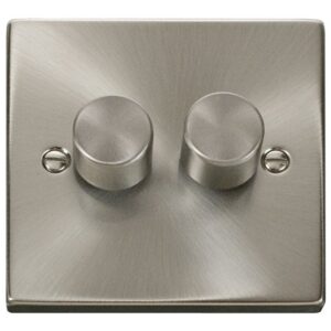 Click Deco 2Gang 400w Dimmer Brushed Chrome