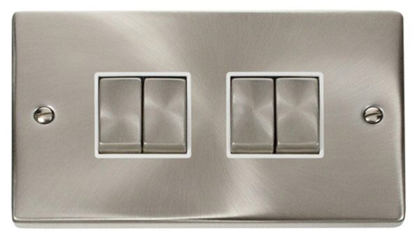 Click Deco 4gang 2way Ingot Switch Br Chrome White Insert