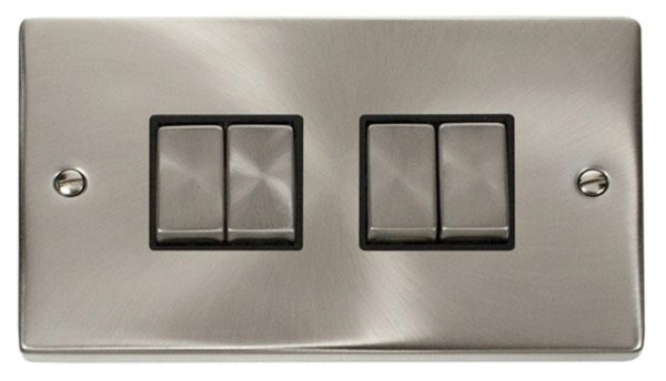 Click Deco 4gang 2way Ingot Switch Br Chrome White Insert